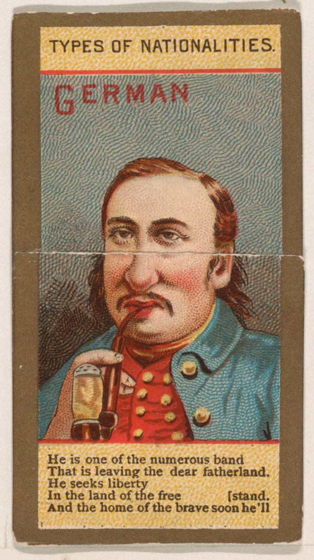 Ein Plakat eines Mannes in militärischer Uniform, der ein Glas Bier hält, mit dem Text "Deutscher" sichtbar.