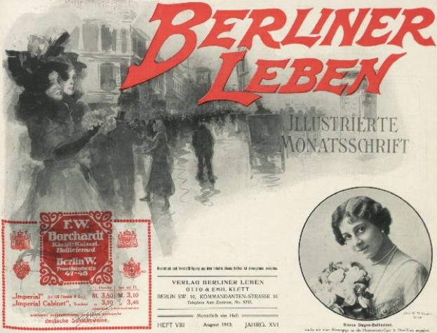 Werbung für den Film "Berliner Leben" mit einer Gruppe von Menschen vor einem Gebäude mit Text, der den Film und seine Charaktere beschreibt.