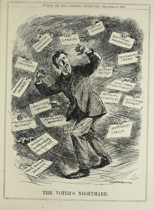 Ein Mann im Anzug und Krawatte hält ein Schild mit der Aufschrift 'Der Albtraum des Wählers' mit entschlossener Miene, strahlend Selbstbewusstsein aus.