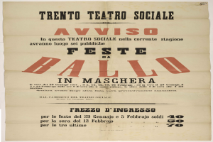 Ein Vintage-Plakat, das ein Festival in Maschera, Italien, bewirbt, mit Text, der das Ereignis beschreibt.